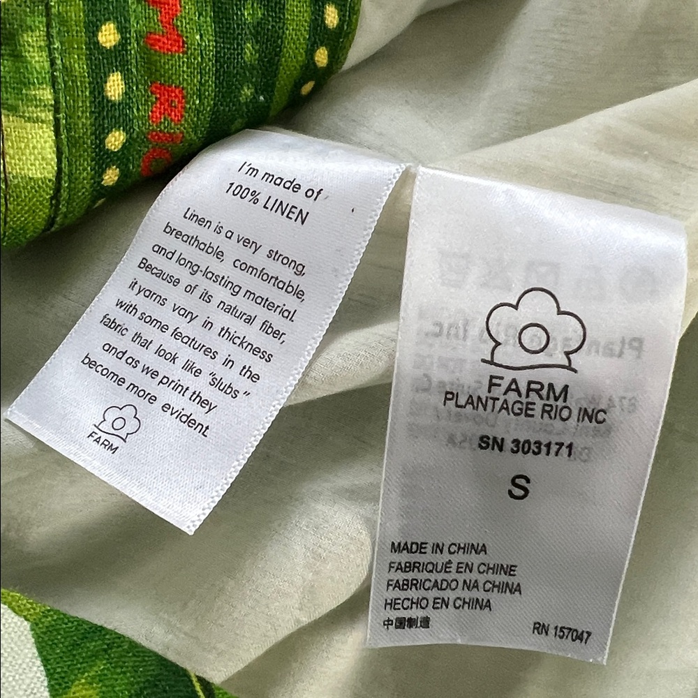 FARM Rio Green Tropical Print Linen Mini Dress - Picture 10 of 13